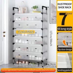 7 LAYER Dustproof Shoe Organizer Rack with Flip Door