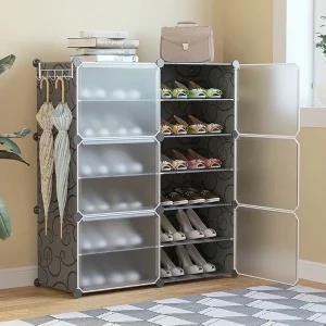 12-Layer Shoe Storage Cabinet with Hooks for Entryway