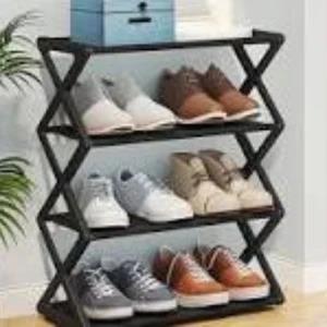 4 Tier Modern X Shoe Rack