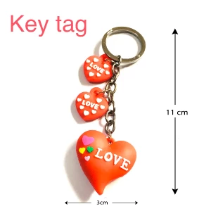 Love 3 Heart Key Tag
