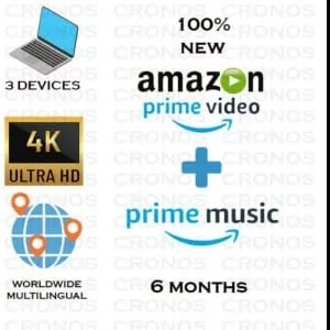 6 MONTHS AMAZON PRIME VIDEO + MUSIC WORLDWIDE USABLE