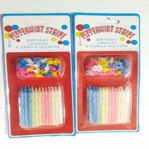 Generic Multicolor Happy Birthday Candle Set with Holders