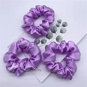 Generic Silk Hair Scrunchie 3 Pcs Purple