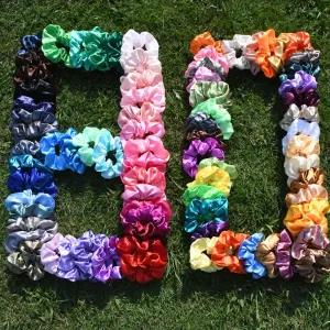 M,Multicolor 10PCS Silk Large Satin Hair Scrunchies Elastic