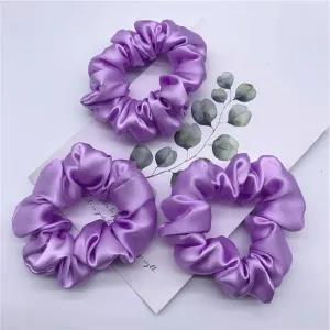 M,Purple 3 Peices 100% Pure Silk Hair Scrunchie Hair Ties B