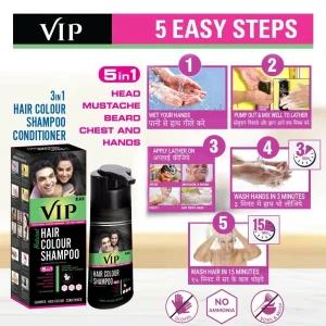 VIP 3 in 1 Hair Color Shampoo Ammonia Free 180 ml