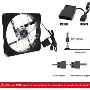 LED White LED 120mm Fan PC 12CM Casing
