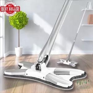 Light Grey X-Type Flat Floor Mop With Replace Cloth Heads 36