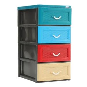 Daxer Multicolour 4 Drawer Plastic Cupboard