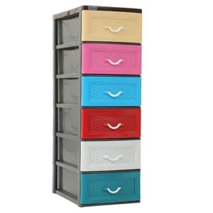 Daxer Multicolour 6-Drawer Plastic Cupboard Storage