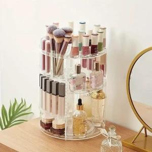 DIAMOND PATTERN ROTARY COSMETIC STORAGE BOX