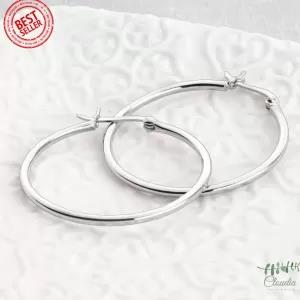 Generic Hoop Earrings Small Size Silver Round Female