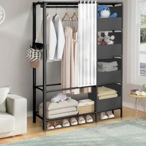 Portable Wardrobe with 4 Storage Closet