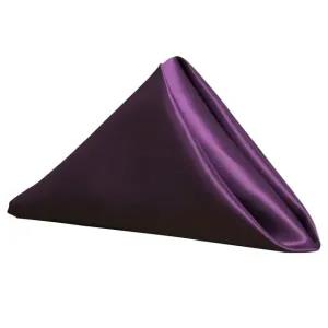 Purple 10pcs Square Valentina Satin Table Napkins Soft Handk