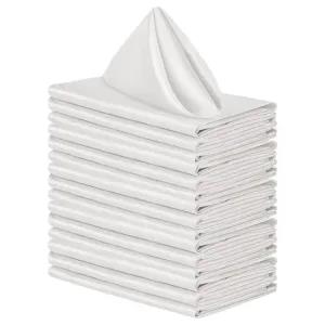 White 10pcs Square Valentina Satin Table Napkins Soft Handke