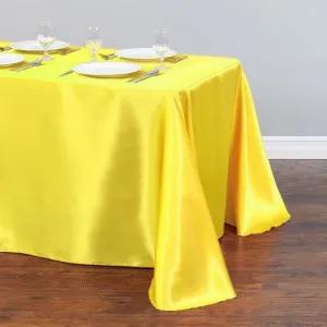 Yellow Color Valentina Satin Table Cloth Table Cover Overlay