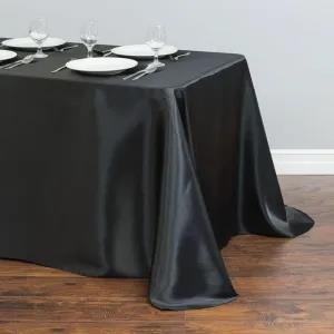 Black Color Valentina Satin Table Cloth Table Cover Overlay