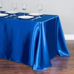Blue Color Valentina Satin Table Cloth Table Cover Overlay F