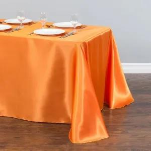 Orange Color Valentina Satin Table Cloth Table Cover Overlay