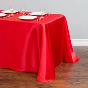 Red Color Valentina Satin Table Cloth Table Cover Overlay Fo
