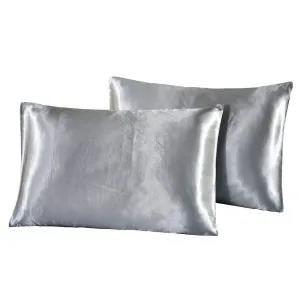 Silver 2 Peices Premium Quality Silk Pillow Case 18