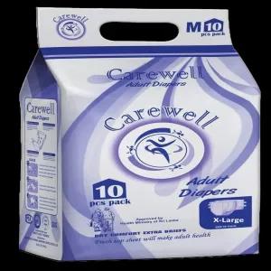 Adult Diapers, Carewell, XL size, 10 Disposable Diapers