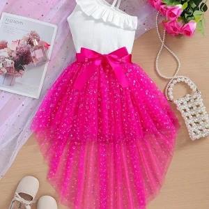 Generic Baby Girls Two-Piece Ruffle One-Shoulder Set