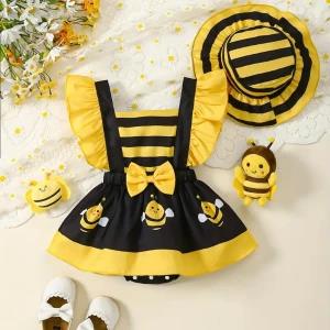 Generic Little Bee Bodysuit & Hat Comfy Cap Sleeve