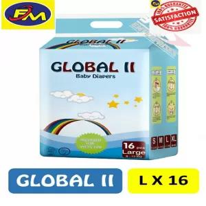 Global II Baby Diapers 16pcs Large Size (8kg-13kg)