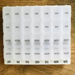 Generic Pill Box Square Shape 7-Day (Morn, Noon, Eve, Bed)
