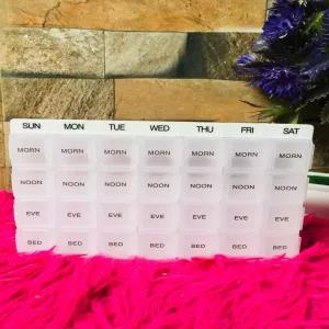 Pill Box Square Shape 4-Times-A-Day 7-Day Organizer