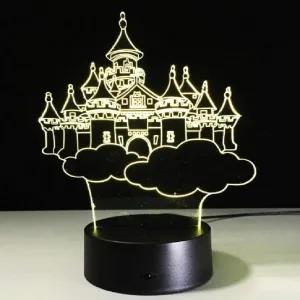 Multicolor Kids 3D Illusion Disney Castle 7 Colours Change Night Light Touch Table Desk Lamp