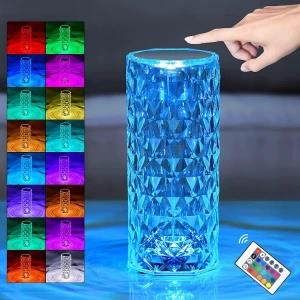 Eaglespread Crystal Rose Projector 3/16 Color Touch Lamp