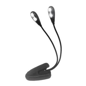 Black 2 Dual Flexible Arms 4 LED Clip-on Lamp for Piano Musi