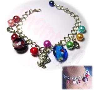 Stainless Steal Silver Anklets with Multicolors Decos