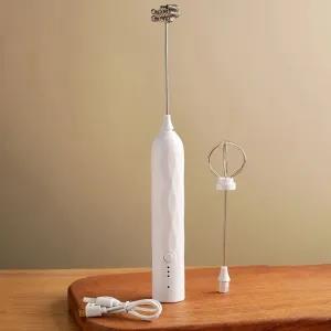 White Electric Egg Beater, Rechargeable Electric Milk Frothe