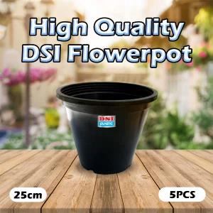 High Quality Flowerpot 25cm Black 5 PCS