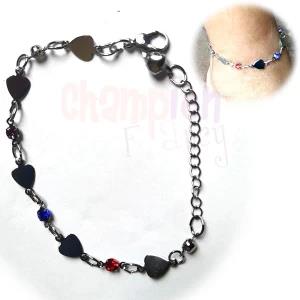 Silver Stainless Steal Anklet with Multi Color Stones