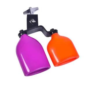 Purple & Red Double Sambago Bell Percussion Jam Block Latin