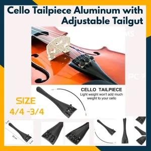 Black Cello Tailpiece Aluminum with Adjustable Tailgut