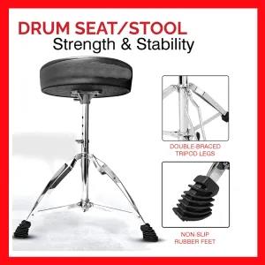 Drum Throne Height Adjustable guitar stool Thick Padded Mem