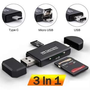 3 in 1 Type-C/Micro/TF OTG Card Reader For PC & Phone