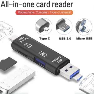 5 in 1 Memory Card Reader with USB 3.0 Type C/USB/Micro USB
