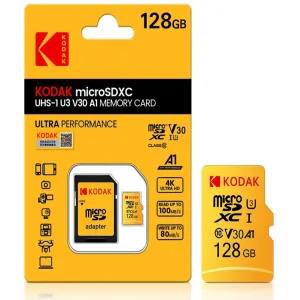 Yellow,128GB KODAK Micro SD Memory Card 128GB UP TO 90MB/s C