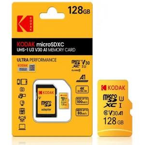 KODAK Micro SD Memory Card 128GB UP TO 90MB/s Class10 U3