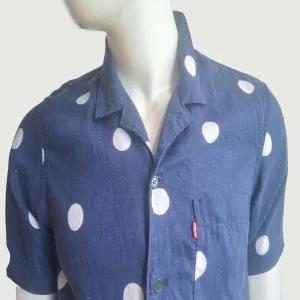 Levis Mens Shirt Linen Blue
