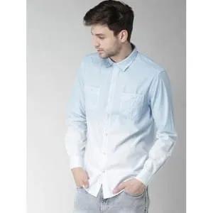 Tommy Hilfiger Men Blue Custom Fit Ombre- Casual Shirt