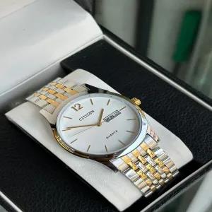 Two Tone Mens Casual Simple Day And Date Two Tone Watch