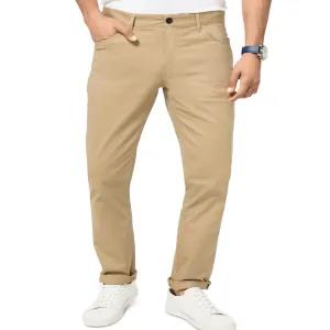 Waist:34 Khaki Mens Slim Fit Twill Office And Casual Pants