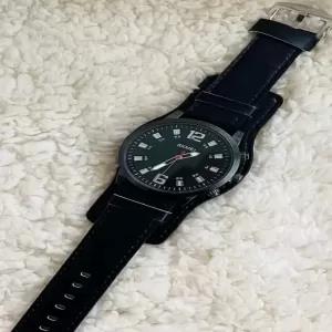 Black SKMEI Gents Boys Men Leather Stripe Rich Elegant Look